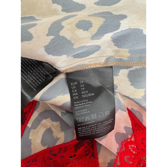 Paco Rabanne XS H&M Dress Leopard Slip Mini Red Lace NEW - Picture 6 of 8